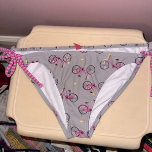 Op Ocean Pacific gray bicycle print tie string bikini bottoms